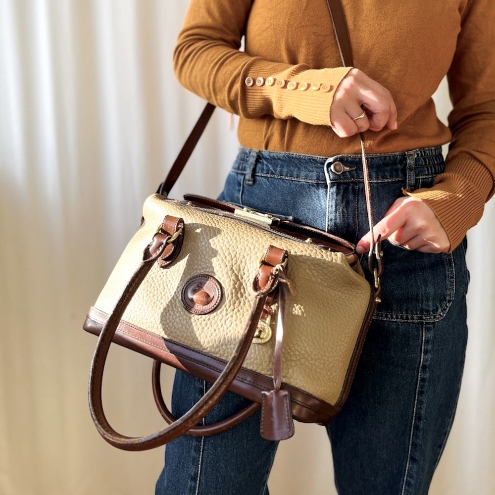 Vintage Dooney & Bourke Doctor's Bag Satchel - British Tan Pebbled Handbag
